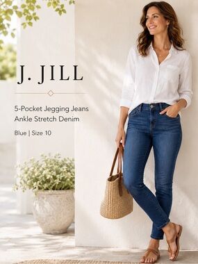 J. Jill Pull-On Jegging Jeans Women’s Size 10 Blue Stretch Ankle Denim